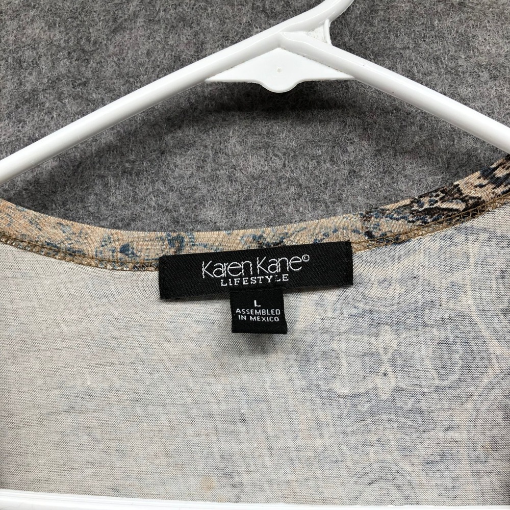 Vintage Y2K Tan Paisley V-Neck Long Sleeve Grunge Top Womens Large Fairy Boho - Picture 5 of 11